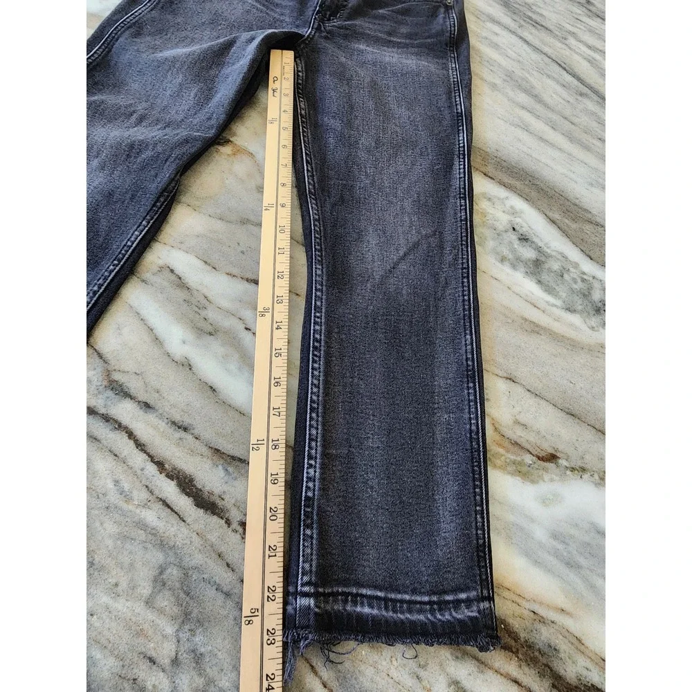 Gap Vintage Slim High Rise Jeans 28 6P Faded Black Raw Hem Distressed
